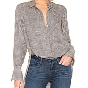 PAIGE Clemence Button Down Shirt sz XS Cream Tan/Ombre Blue NWOT MSRP $126